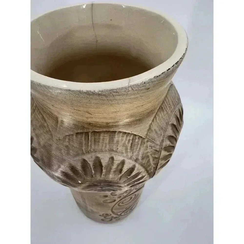 VINTAGE McCoy Vase Scandia #620 Beige Tan Taupe Pottery Butterfly Mid Century